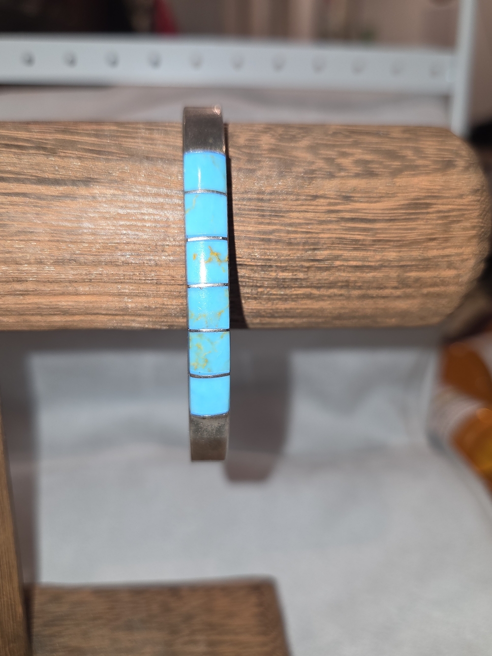 Vintage Mexican Silver Bracelet 925 with Bright Turquoise Inlay Southwestern - Picture 2 of 12
